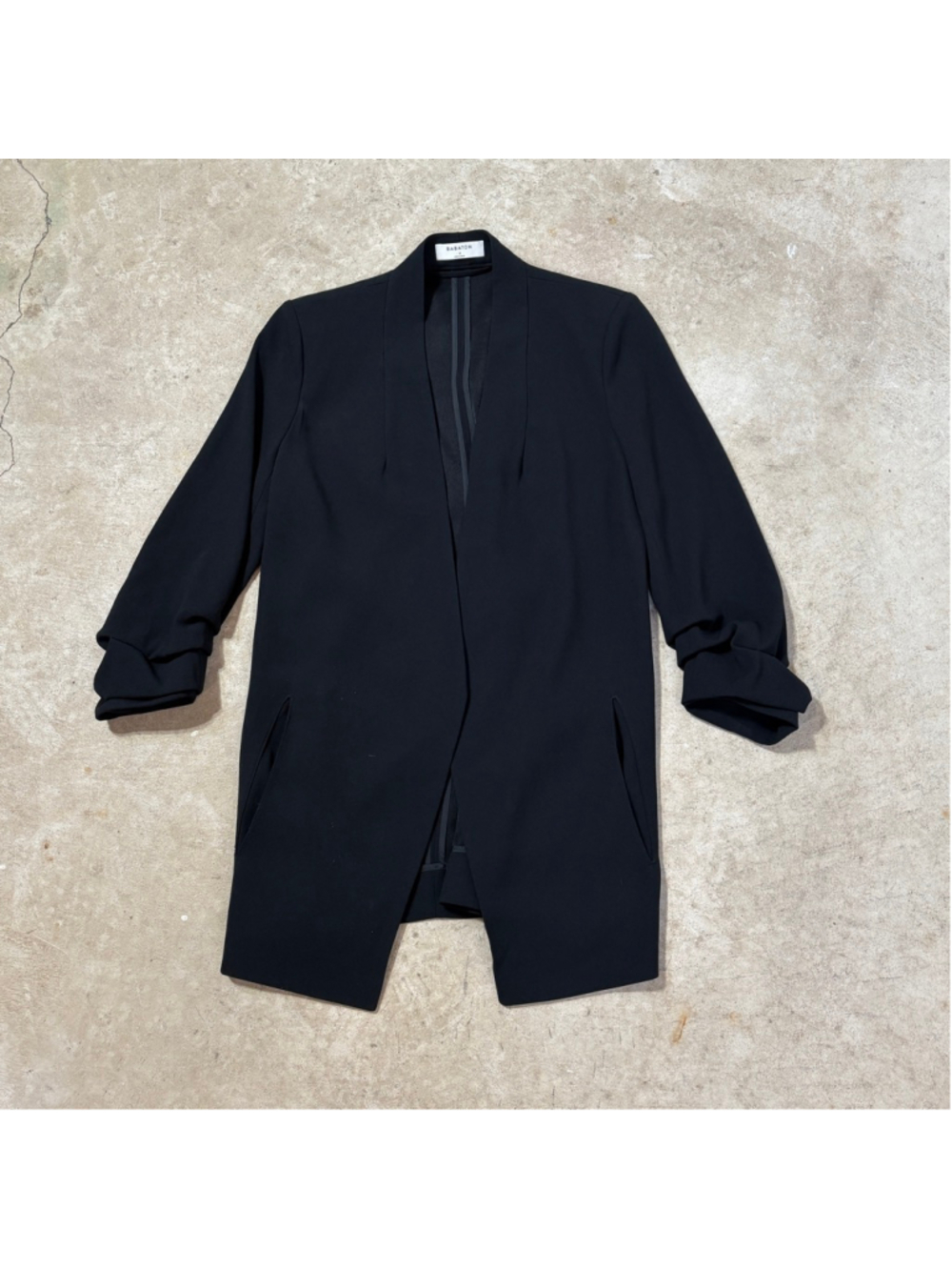 Babaton Power Hip Blazer Jacket Women’s Size 4 Black Tacked Sleeves Aritzia - Picture 2 of 11